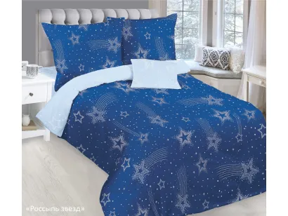 Комплект постельного белья ЛидерТекс Россыпь звезд 1.5 спальный поплин полукороб